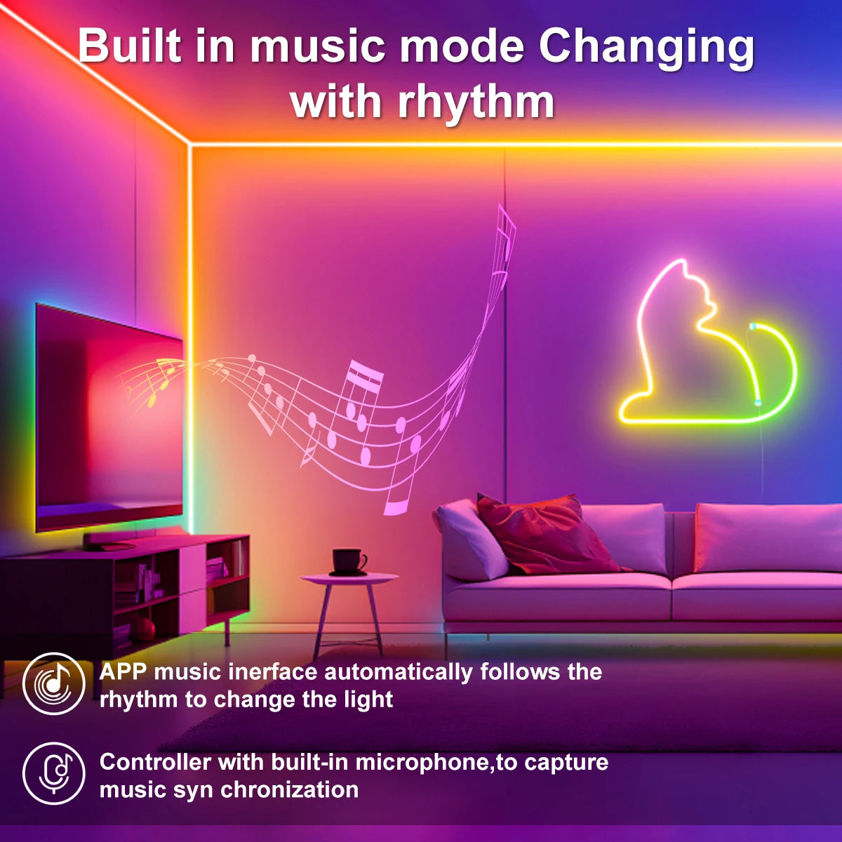 RGB LED Strip Lights – Color Changing, Waterproof, Remote Control | Mood Lighting for Bedroom & Gaming