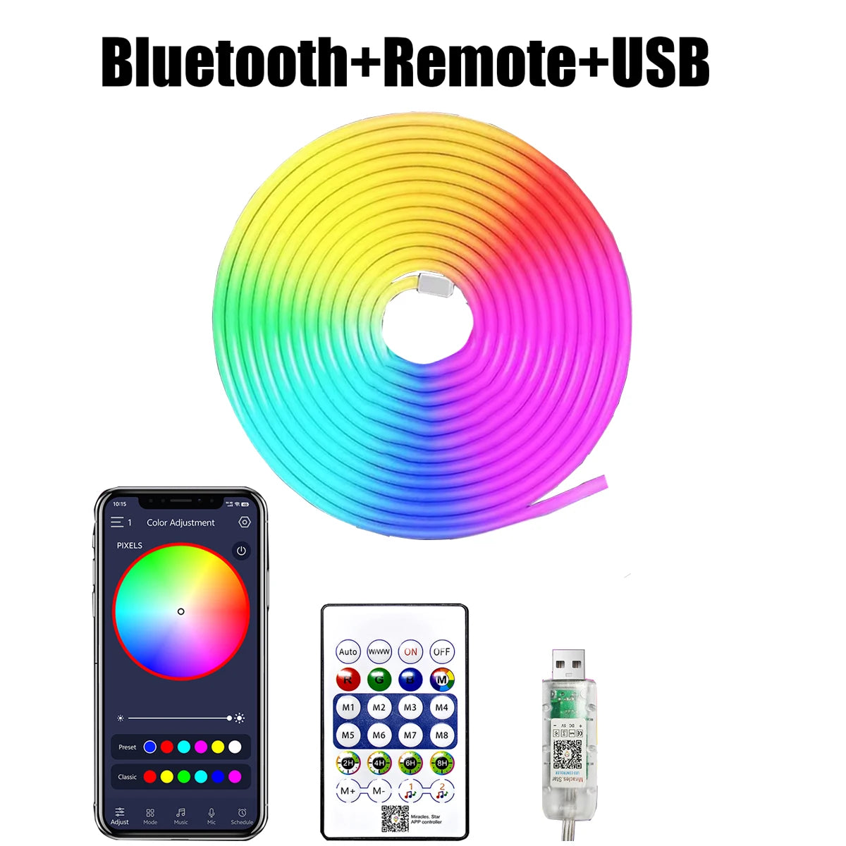 RGB LED Strip Lights – Color Changing, Waterproof, Remote Control | Mood Lighting for Bedroom & Gaming