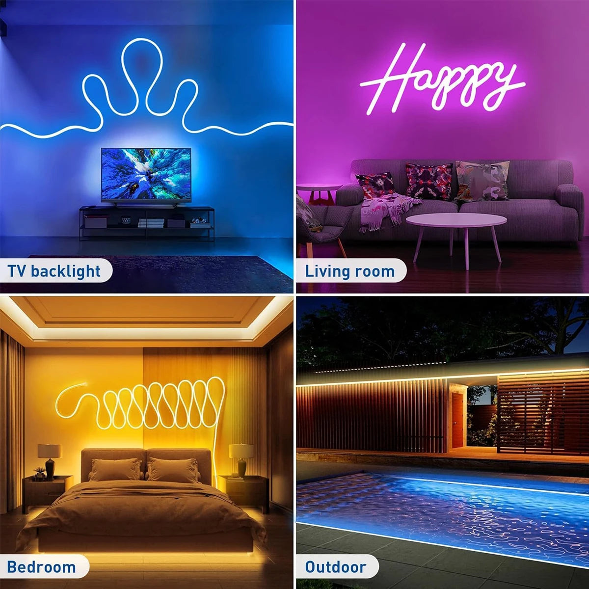 RGB LED Strip Lights – Color Changing, Waterproof, Remote Control | Mood Lighting for Bedroom & Gaming