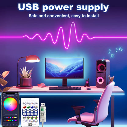 RGB LED Strip Lights – Color Changing, Waterproof, Remote Control | Mood Lighting for Bedroom & Gaming